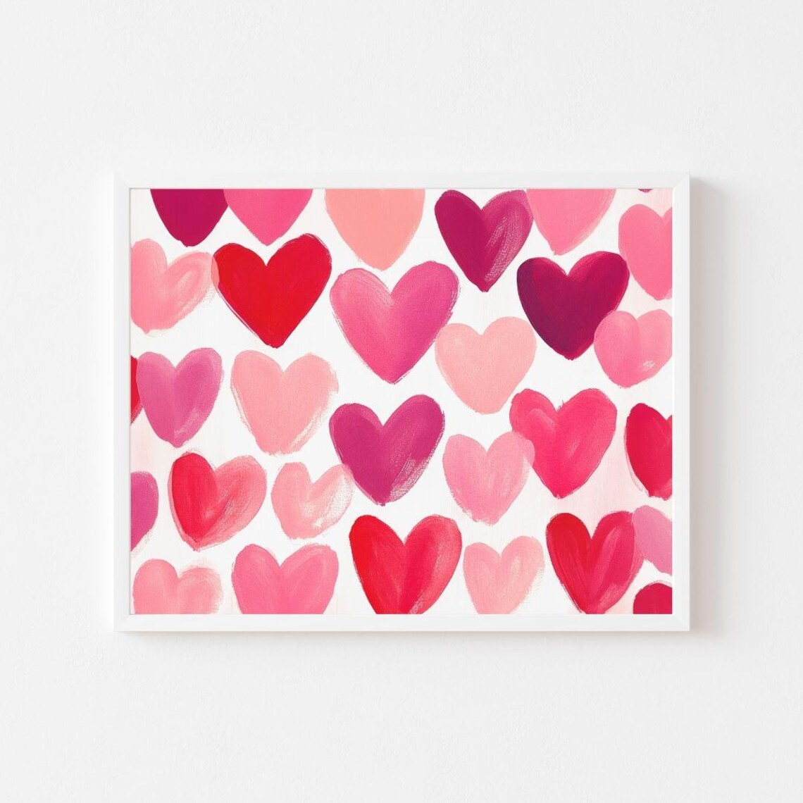 Pink And Red Heart Pattern Valentine Art Print