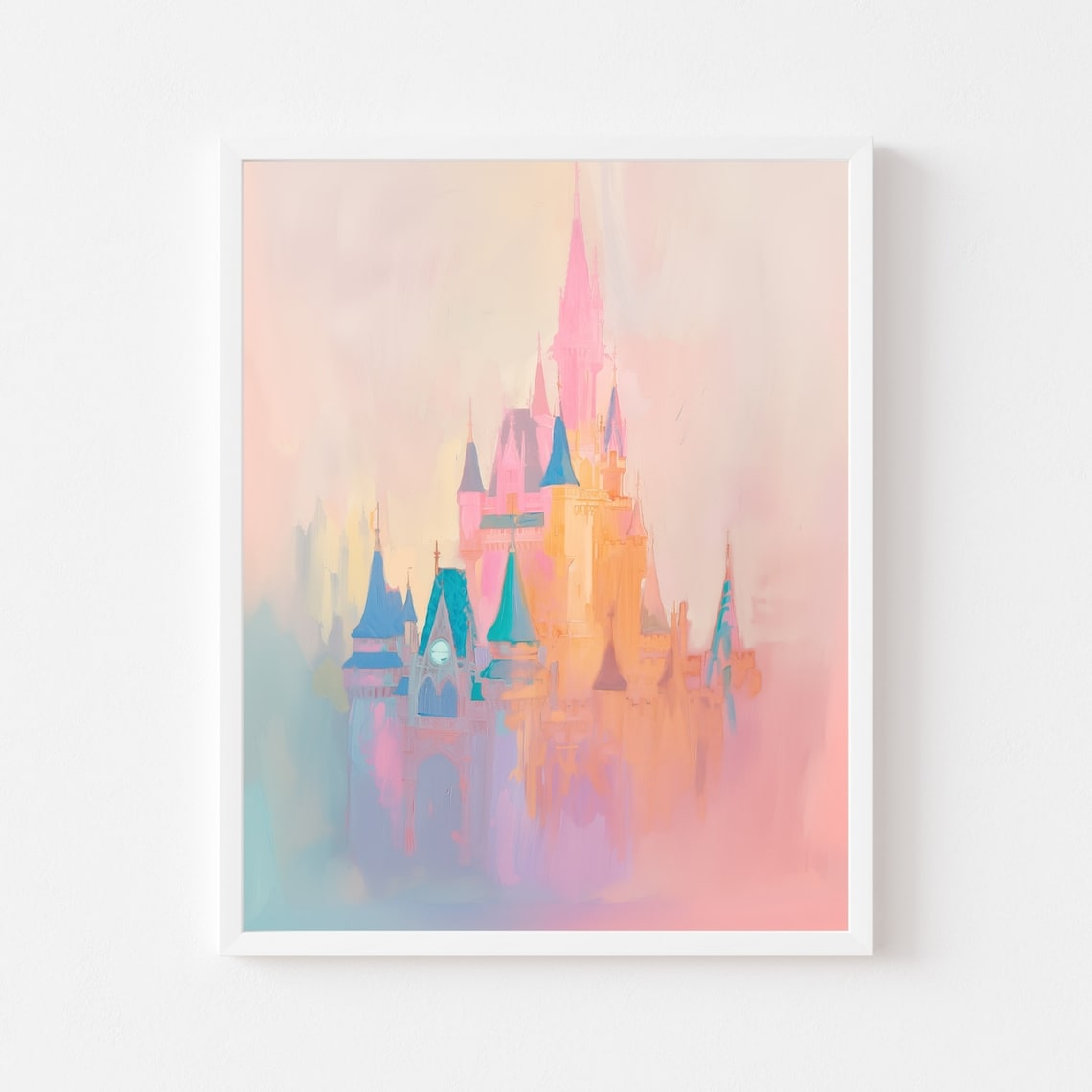 Abstract Magic Castle, Pink Kids Room Art Print