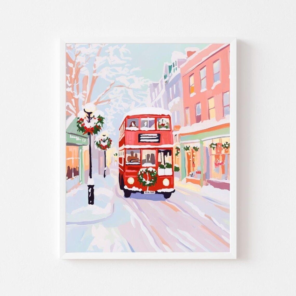 Pastel Christmas In London, Holiday Art Print