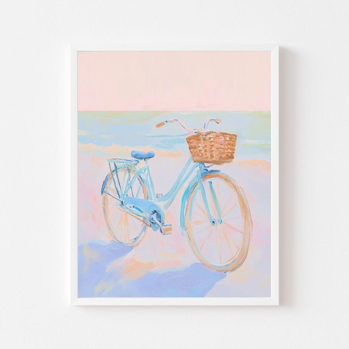 Blue Beach Cruiser Coastal Bicycle Art Print