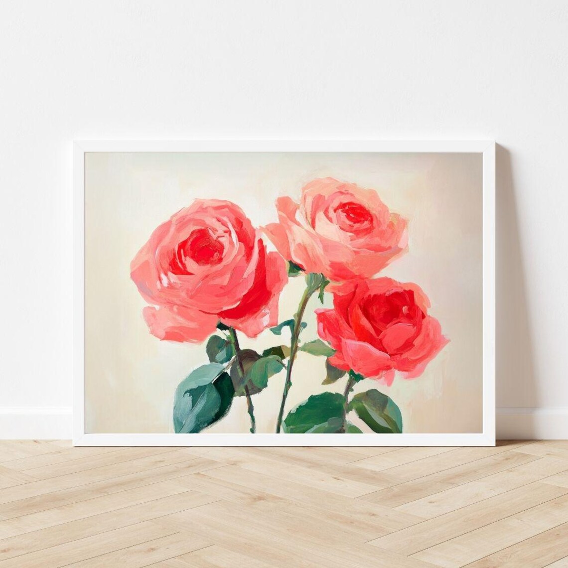 Vintage Red Roses Painting, Valentine Girls Room Art Print - Image 3