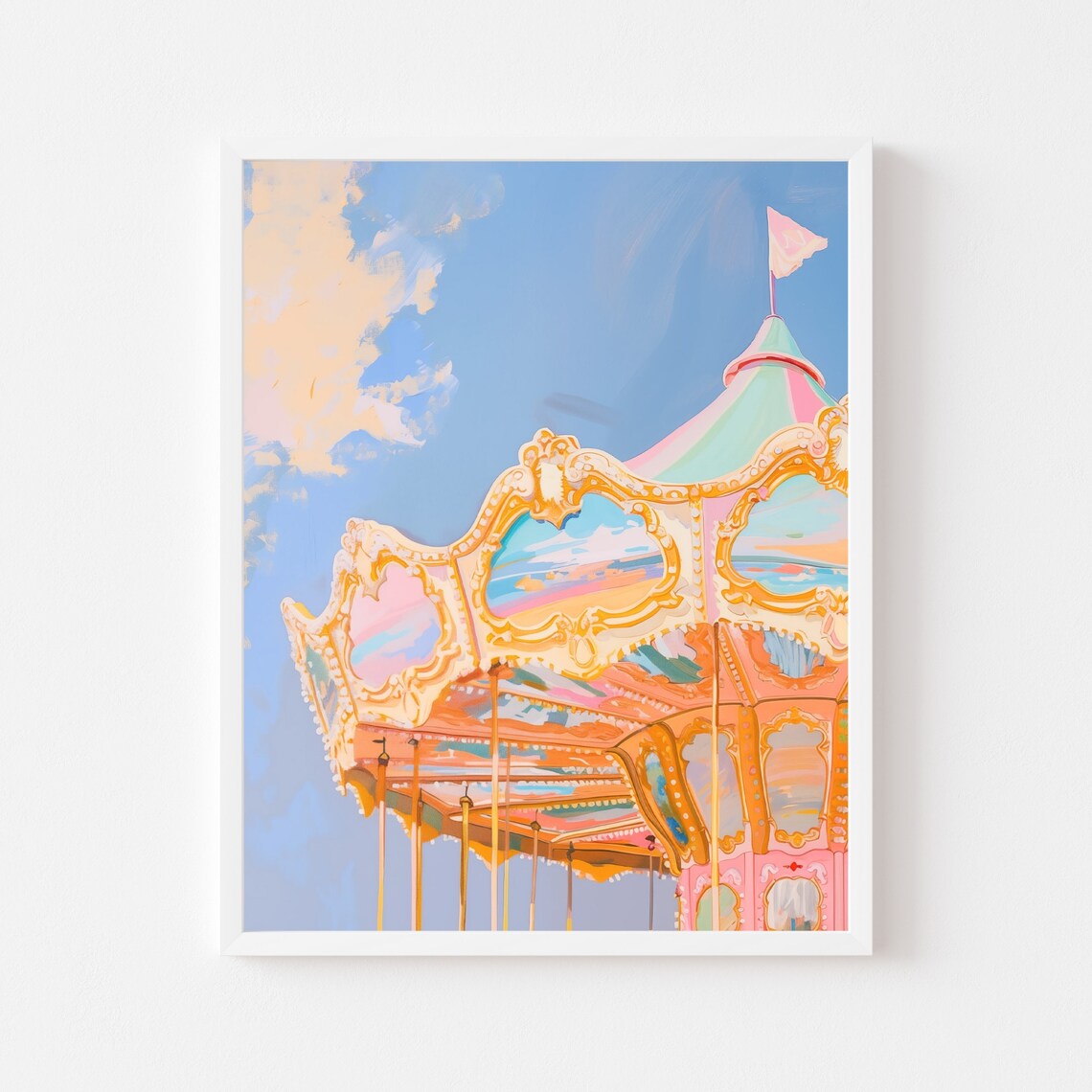 Pastel Carousel Art Print for Girls Room and Playroom