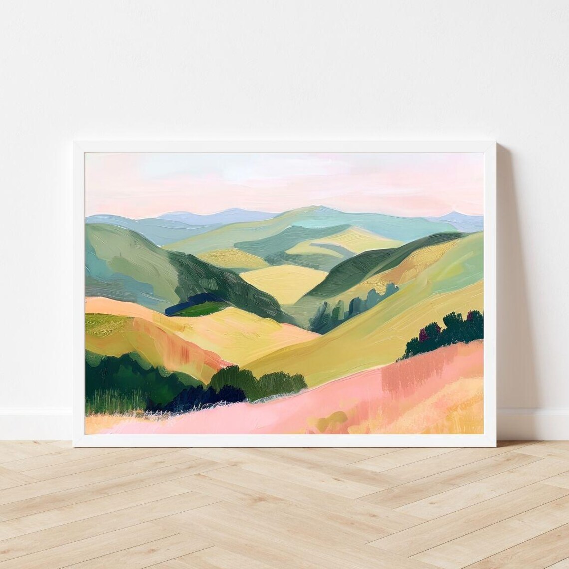 Autumn Hill Landscape Painting, Country Scenery Art Print - Image 3