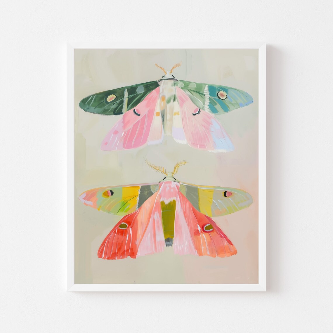 Colorful Moth Art Print for Kids Room Playroom