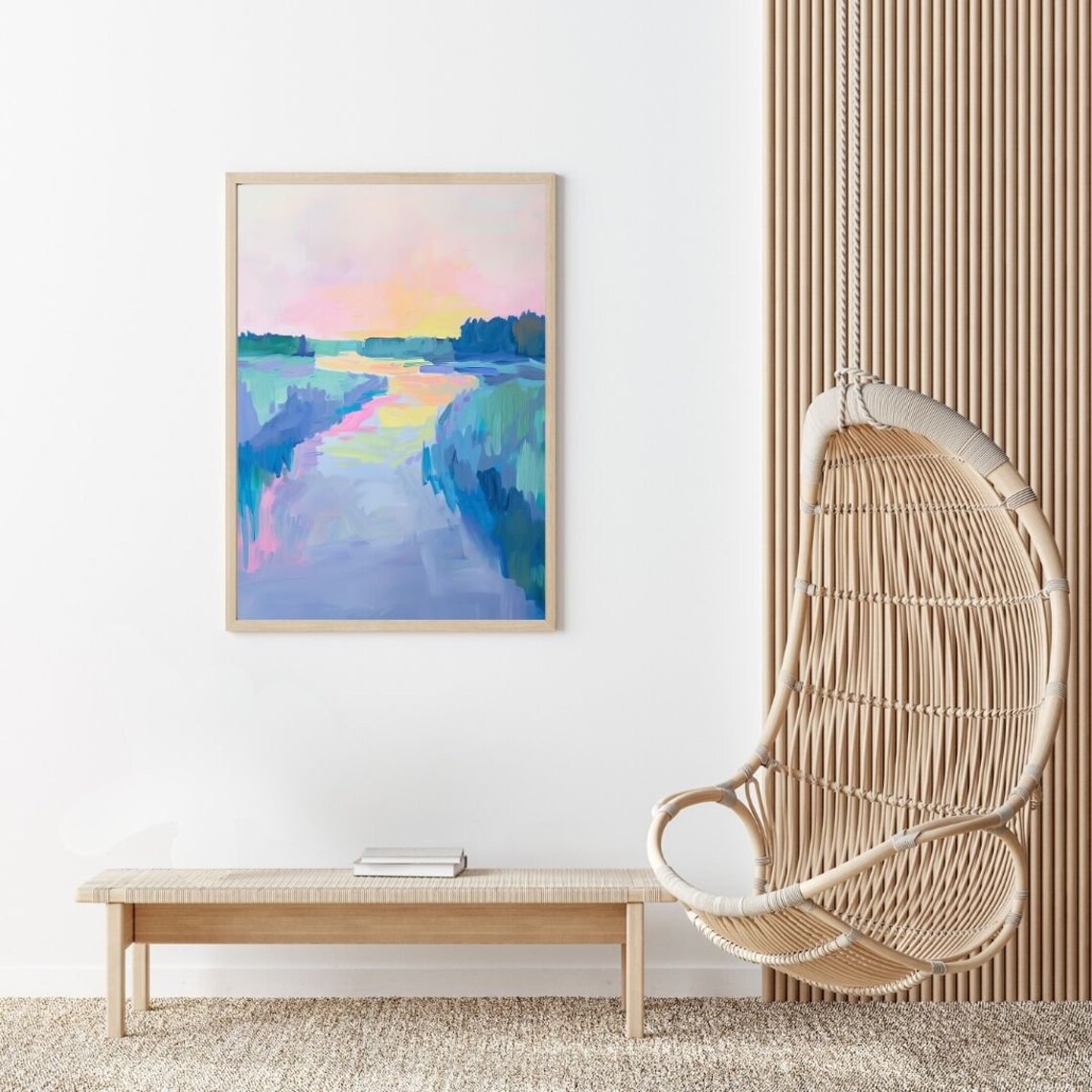 Abstract River Landscape Art Print, Impressionist - Image 2