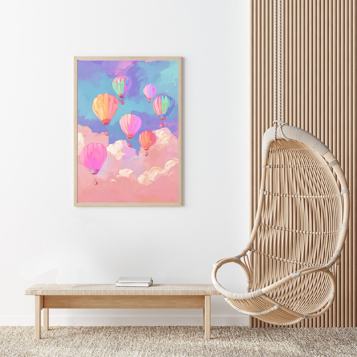 Whimsical Hot Air Balloon Art Print, Kids Room - Image 2