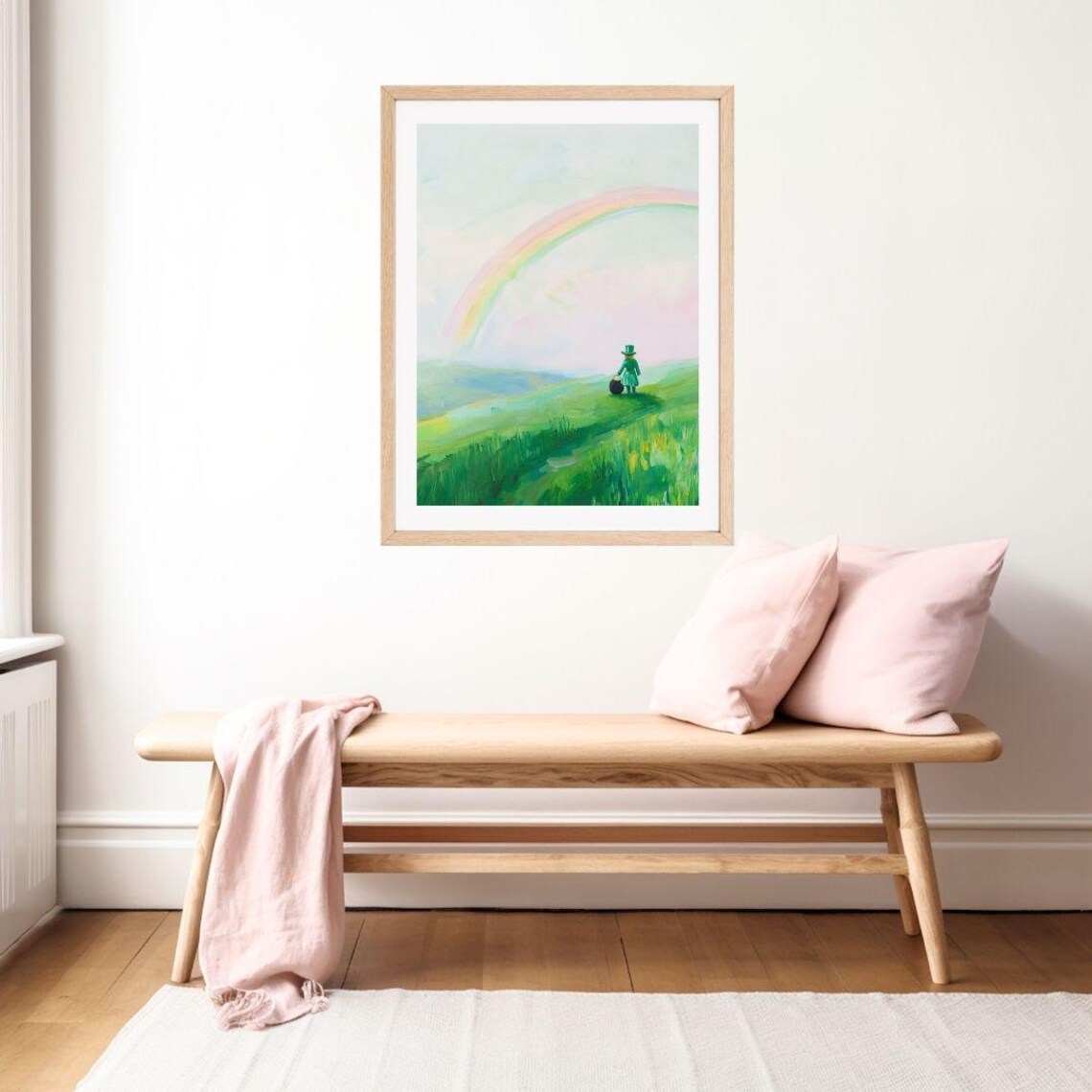 Rainbow and Leprechaun, Pastel St. Patrick's Day Art Print - Image 2