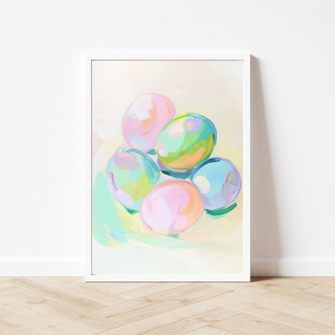 Pastel Easter Eggs Painting Pink Blue Green Spring Holiday Art Poster - Image 3