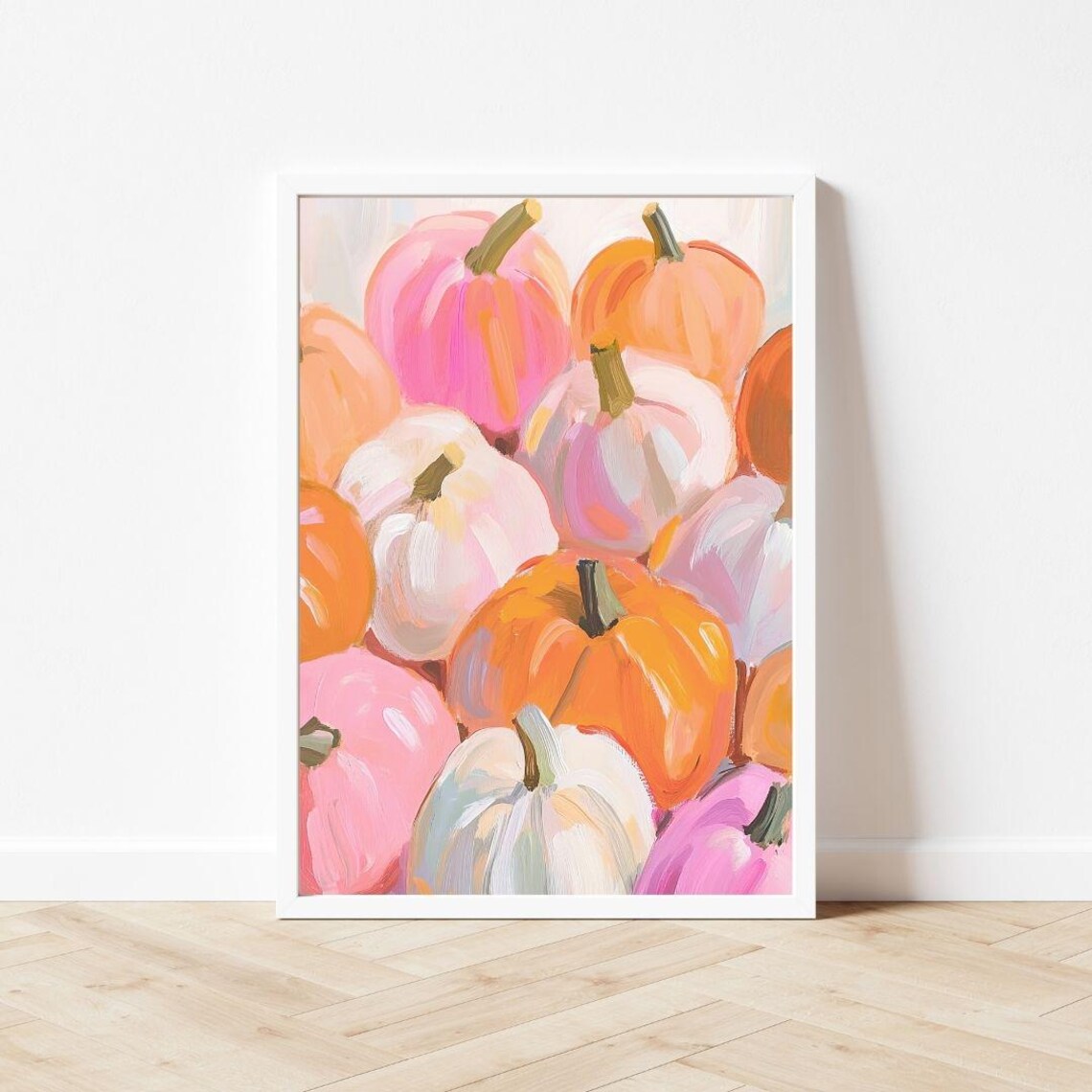 Pink and Orange Pumpkins Autumn Fall Poster Print - Image 3