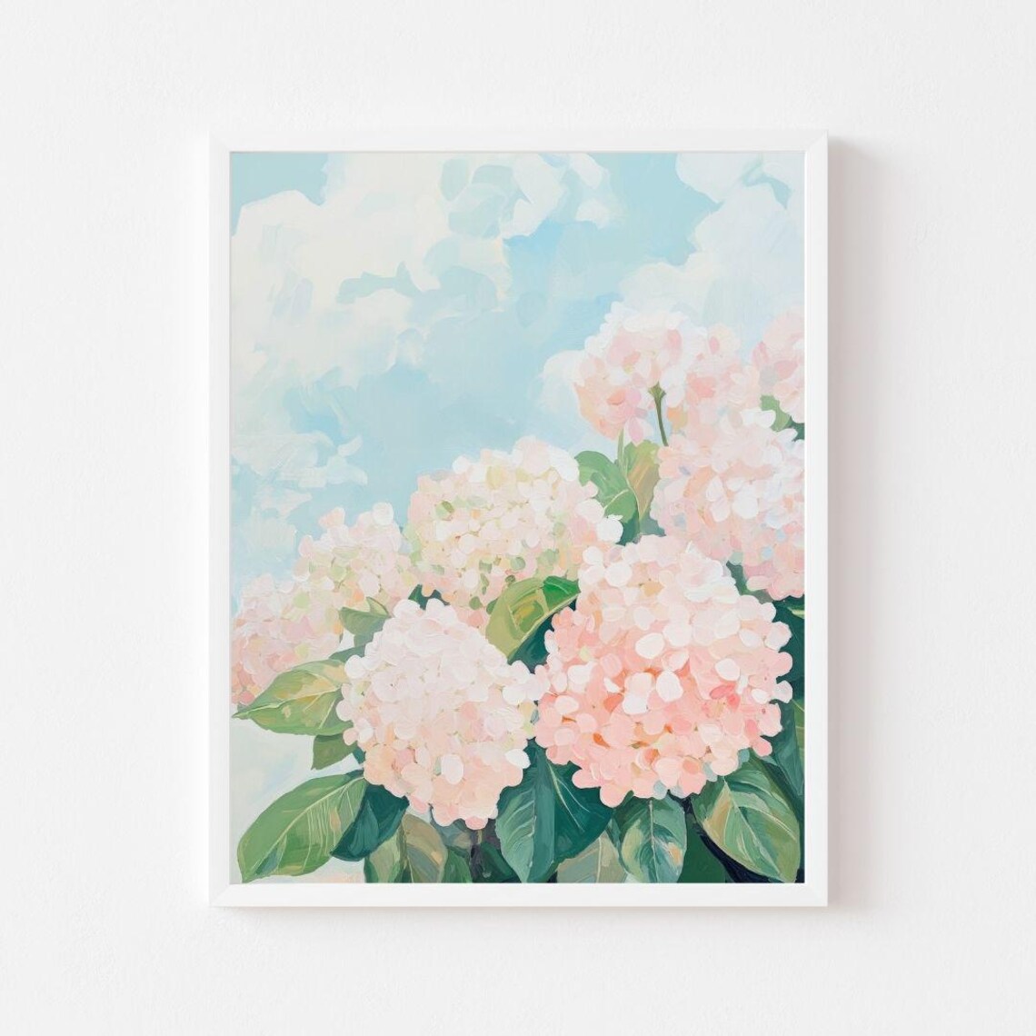 Pink Hydrangea Bush Vintage Floral Art Print