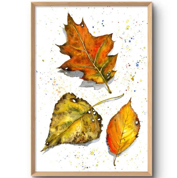 Autumn Maple Leaves Watercolor Botanical Fall Foliage Art Print