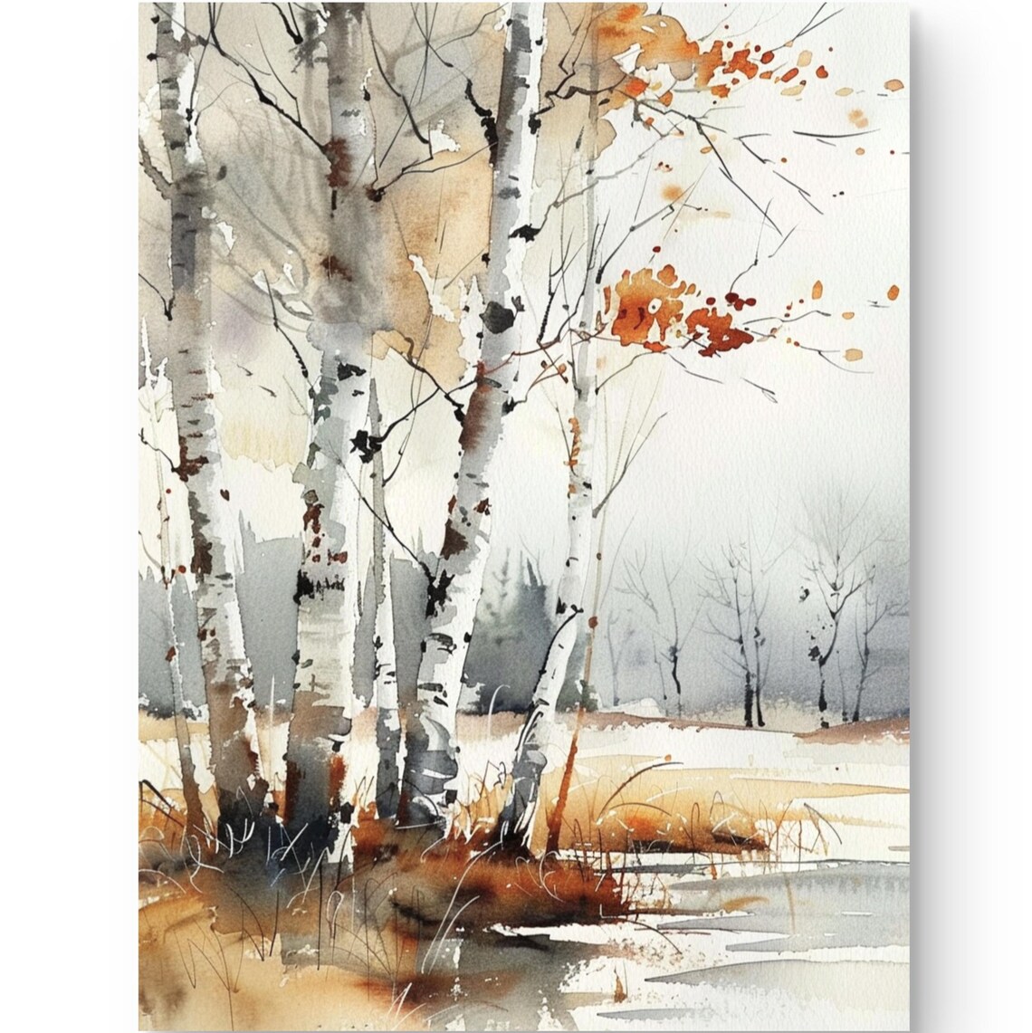 Birch Forest Colorado Aspen Trees Watercolor Art Print
