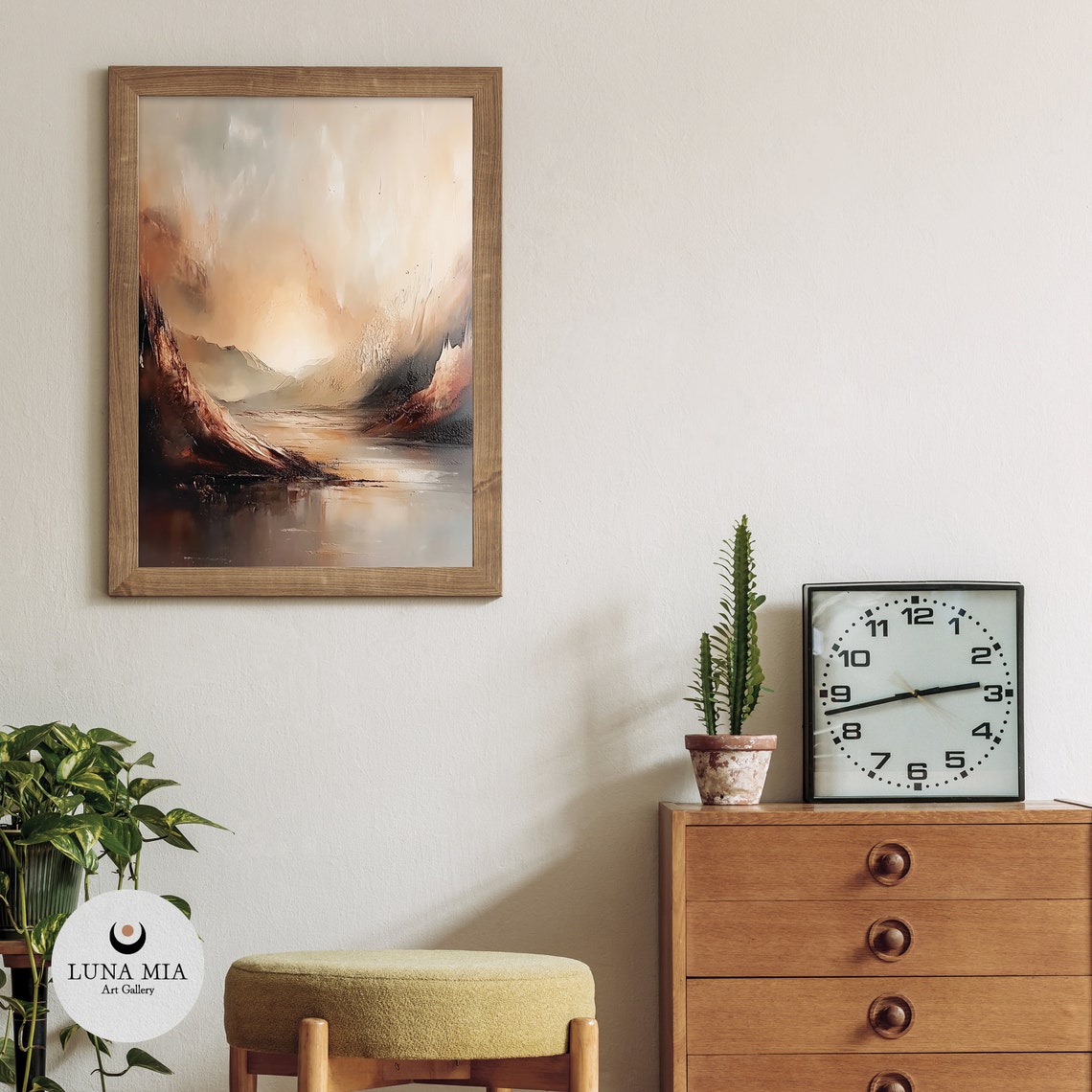 Dramatic Earthy Abstract Canyon With Glowing Light Art Poster - Image 3