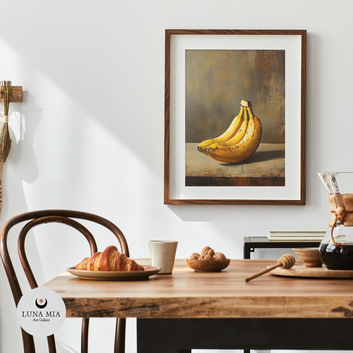 Vintage Banana Still Life Oil Painting Rustic Kitchen Art Poster - Image 4