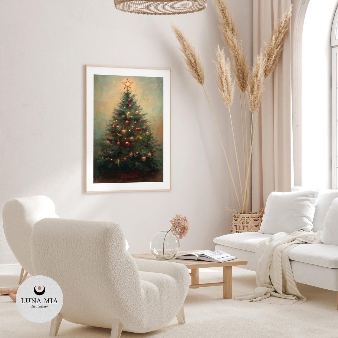 Decorated Christmas Tree With Star Topper And Vintage Ornaments Poster - Image 3