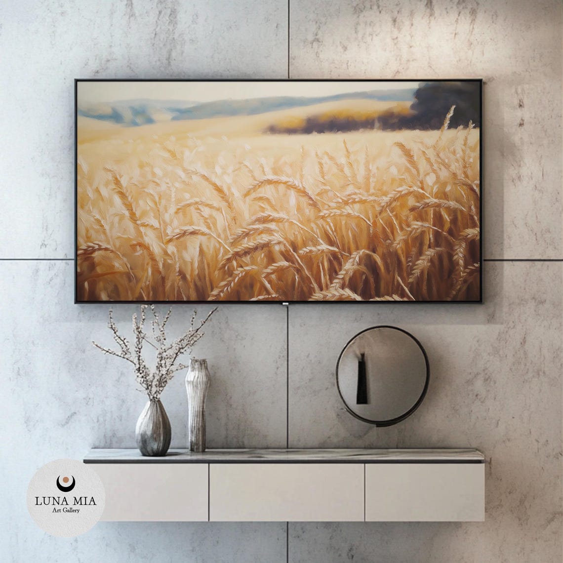 Golden Wheat Field Close Up Warm Summer Farmhouse Landscape Poster - Image 2