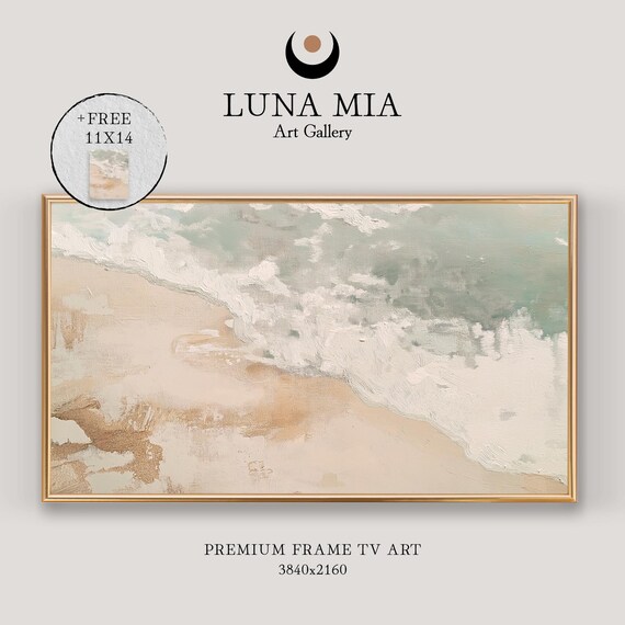 Abstract Ocean Waves Meeting Sandy Shore In Soft Neutrals Art Poster