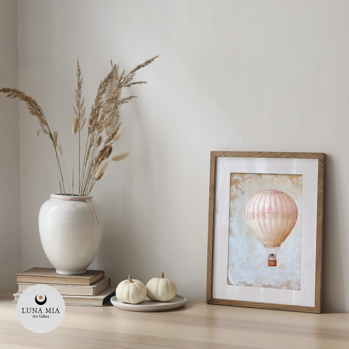 Blush Pink Hot Air Balloon Vintage Lace Balloon Nursery Art Poster - Image 4