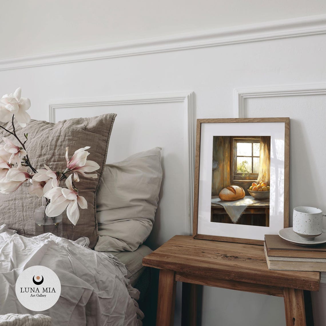 Rustic Kitchen Bread And Fruit Bowl Sunny Window Oil Painting Poster - Image 2