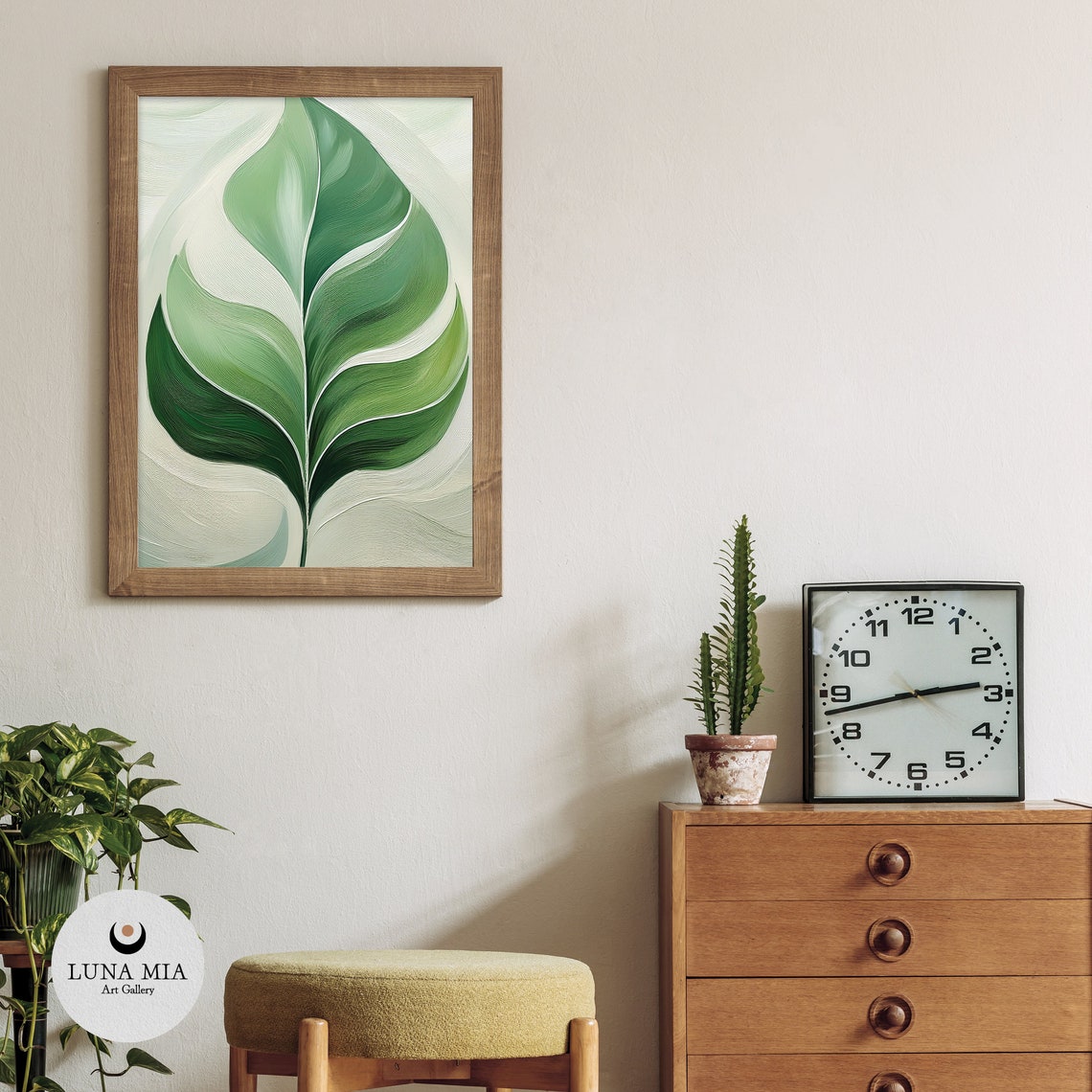 Large Lush Monstera Deliciosa Leaf Botanical Green Art Poster - Image 3