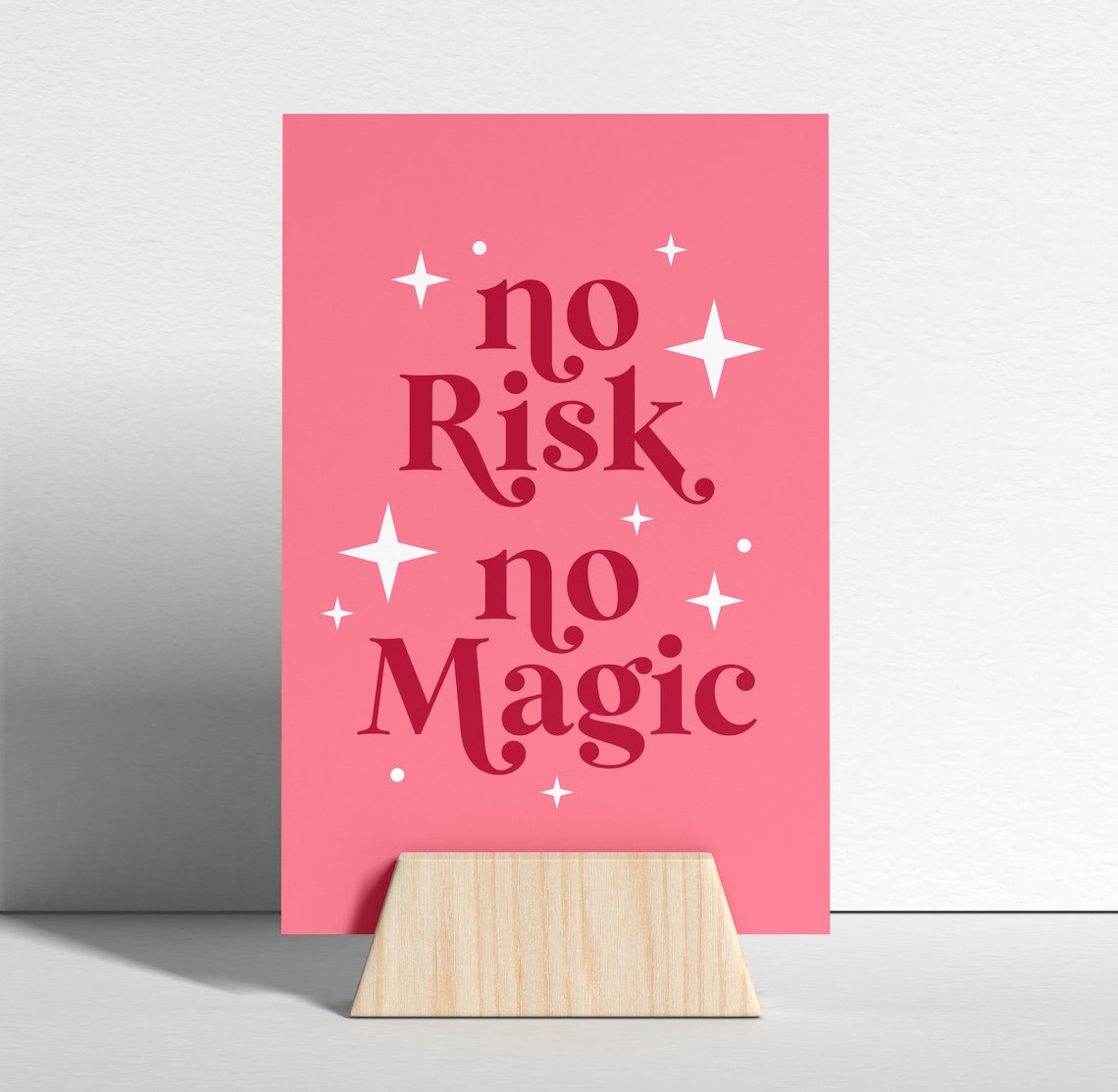 No Risk No Magic Pink Retro Sparkle Inspirational Manifest Poster - Image 2