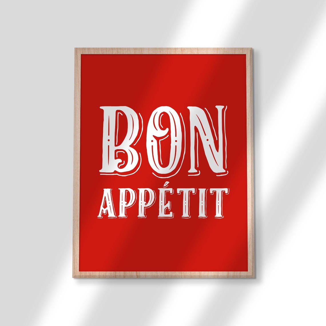 Bon Appetit White Red Bold Vintage Kitchen French Bistro Decor Poster - Image 2