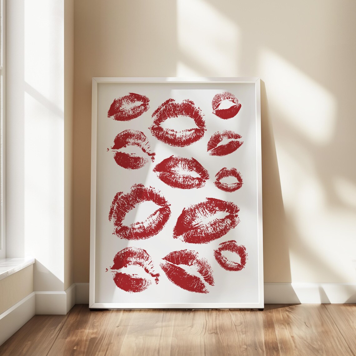 Trendy Lipstick Kisses Y2K Poster, Retro Kiss Art - Image 2