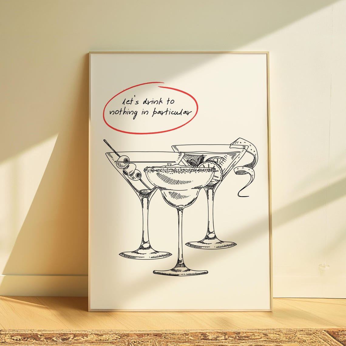 Let's Drink To Nothing In Particular Cocktail Sketch Minimalist Print - Image 2