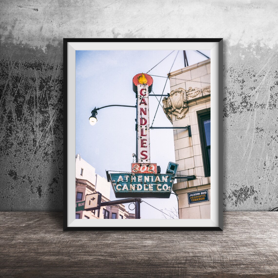 Athenian Candle Co Vintage Candles 800 Neon Sign Chicago Poster