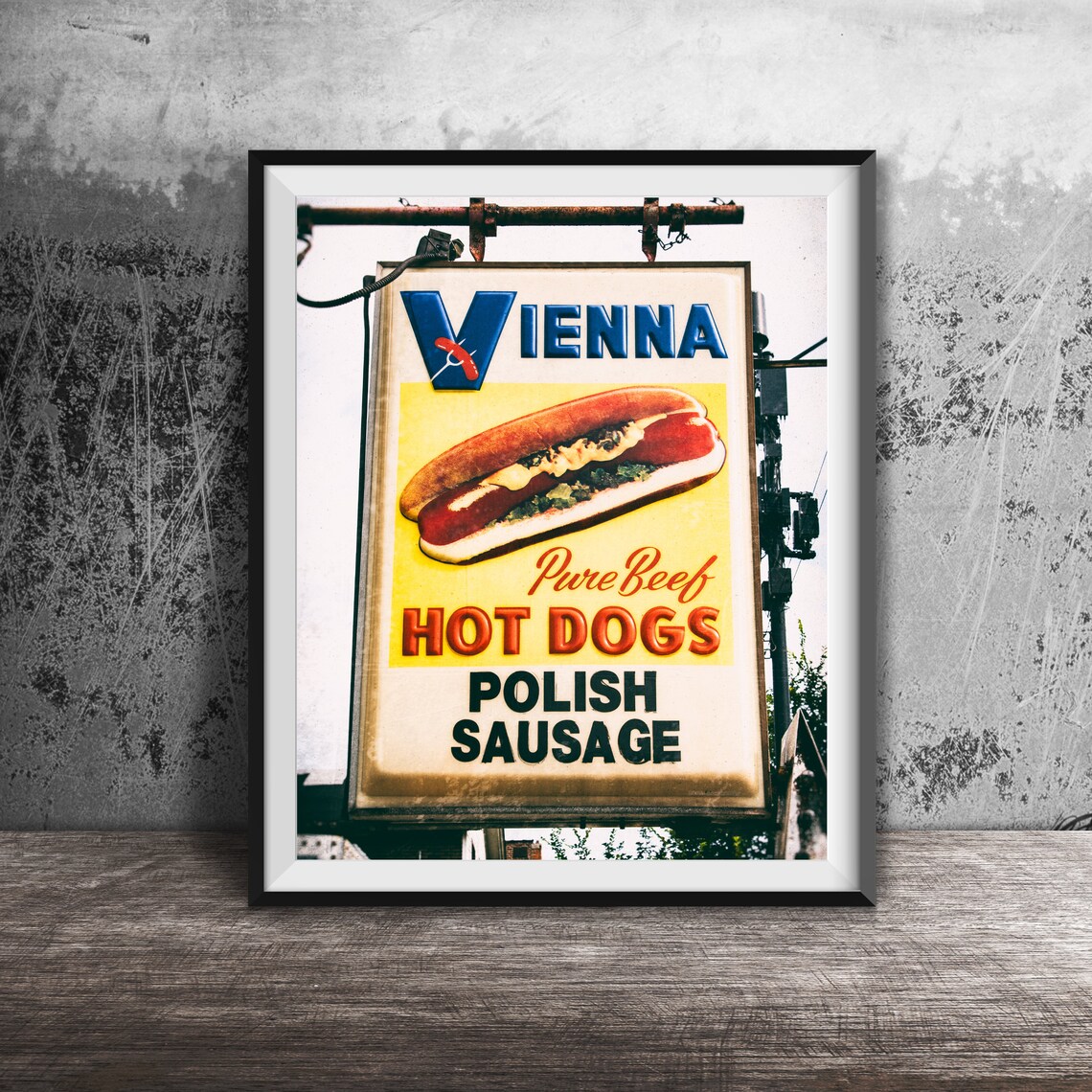 Vienna Beef Pure Beef Hot Dogs Polish Sausage Chicago Signage Poster