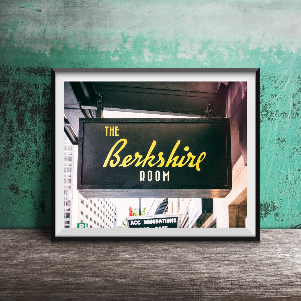 The Berkshire Room Cocktail Bar Hanging Sign Chicago Night Poster