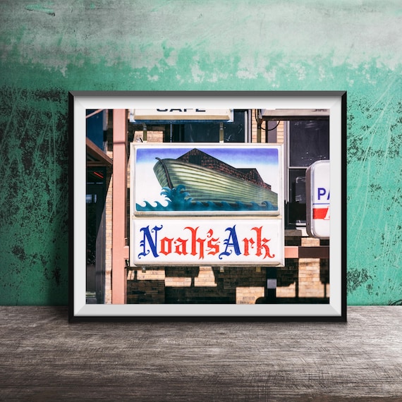 Noah's Ark Painted Ark on Waves Roadside Sign Photography Poster