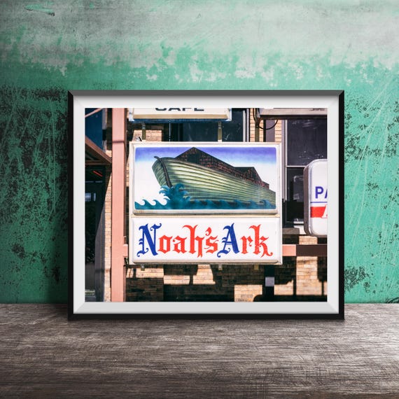 Noahs Ark Unframed Photography Print Restroom Bathroom Washroom Artwork Sign Prints Bible Animal Story