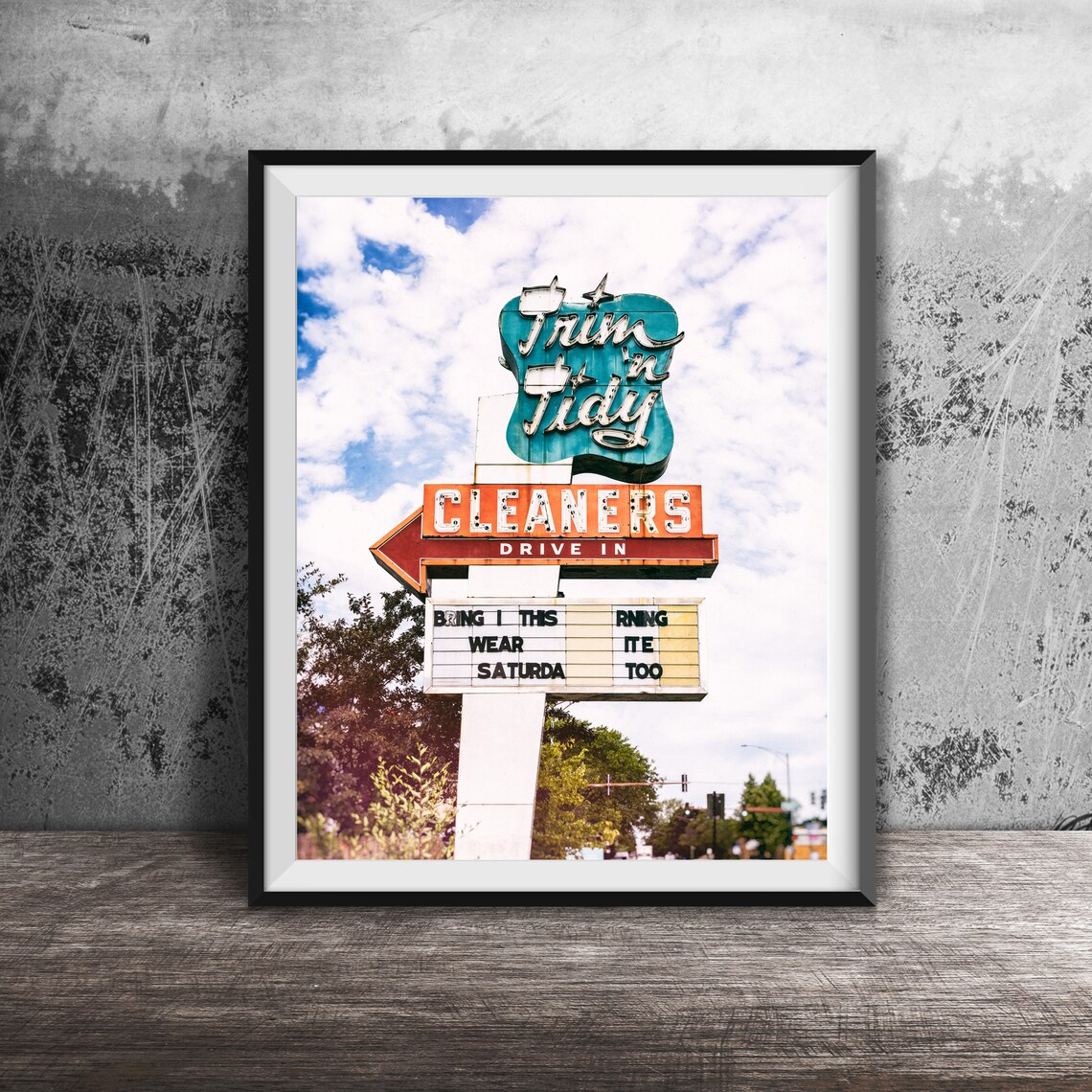 Trim Tidy Cleaners Laundry Room Vintage Sign Art Print