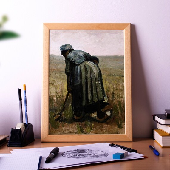 A Woman With Spade Seen From Behind Poster Print Painting Wall Art Dcor