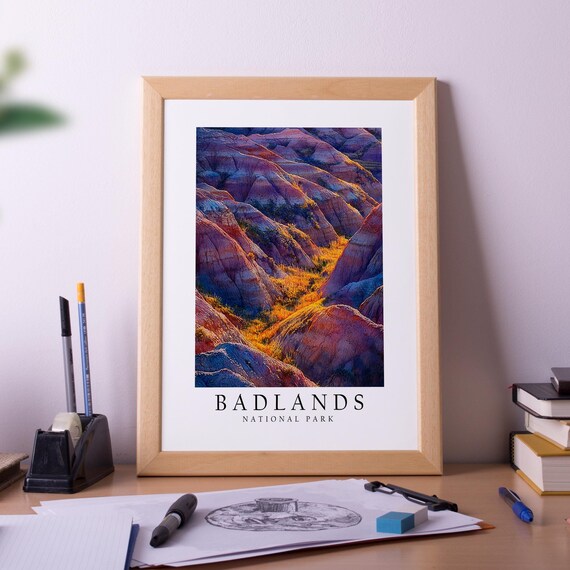 Badlands National Park Colorful Eroded Rock Formations Travel Poster