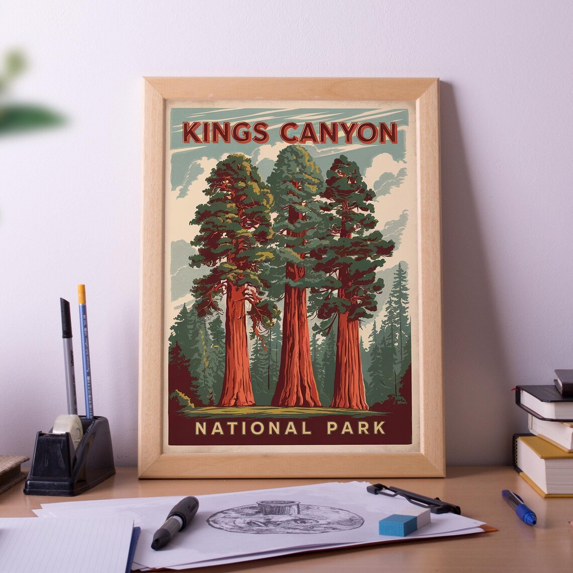 Kings Canyon National Park Vintage Travel Poster Art Print