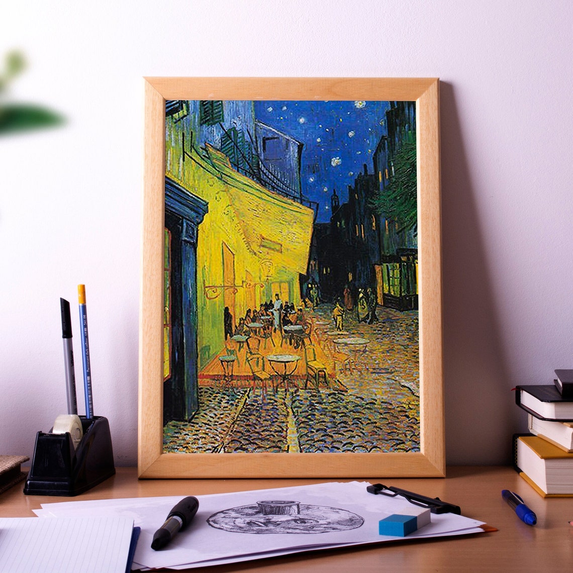 Van Gogh Cafe Terrace at Night Famous Painting Reproduction Poster