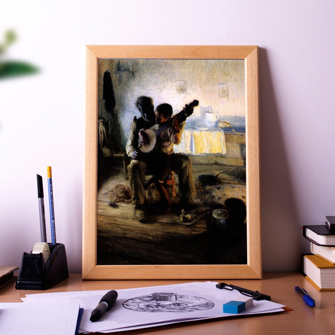 The Banjo Lesson Poster Print, Painting Wall Art