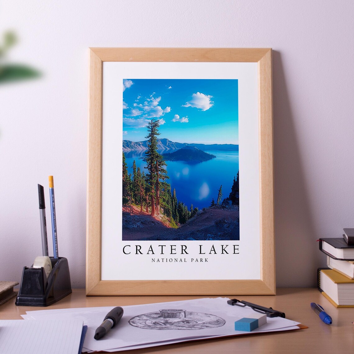 Crater Lake National Park Deep Blue Water Wizard Island View Poster