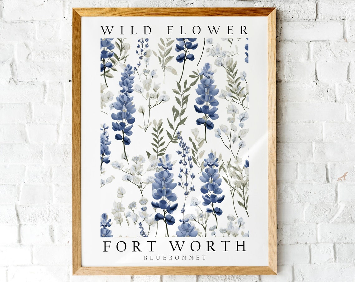 Texas Bluebonnet Wildflower Watercolor Botanical Floral Poster