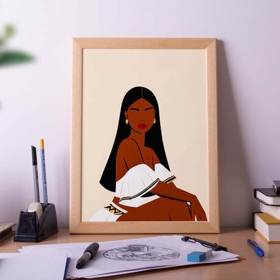 Taino Woman Art Poster Print Home Dcor