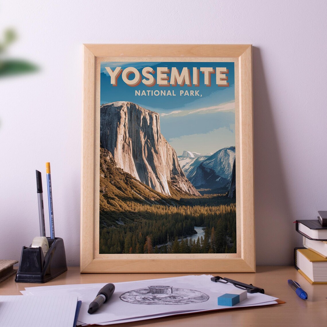 Yosemite National Park El Capitan Granite Valley Vintage Travel Poster