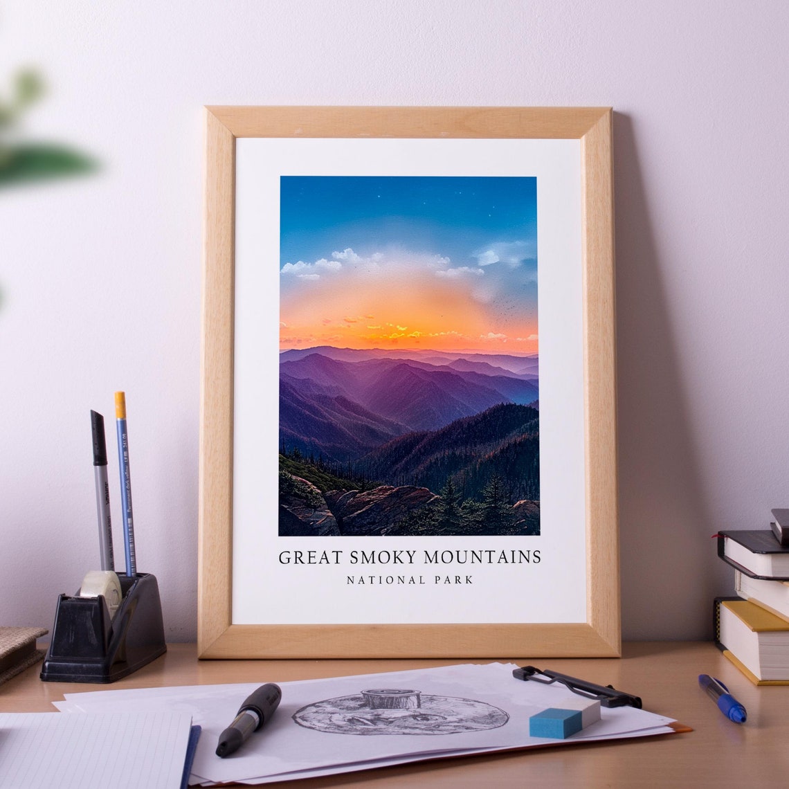 Great Smoky Mountains National Park Sunset Ridges Scenic Poster