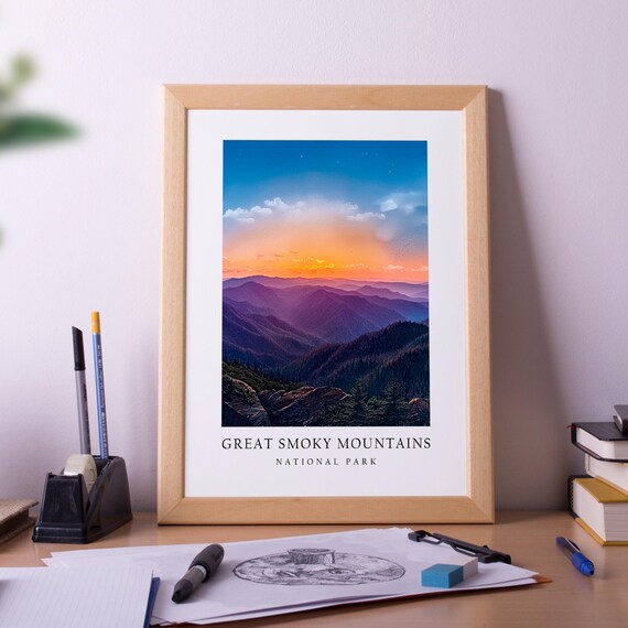 Great Smoky Mountains National Park Sunset Ridges Scenic Poster