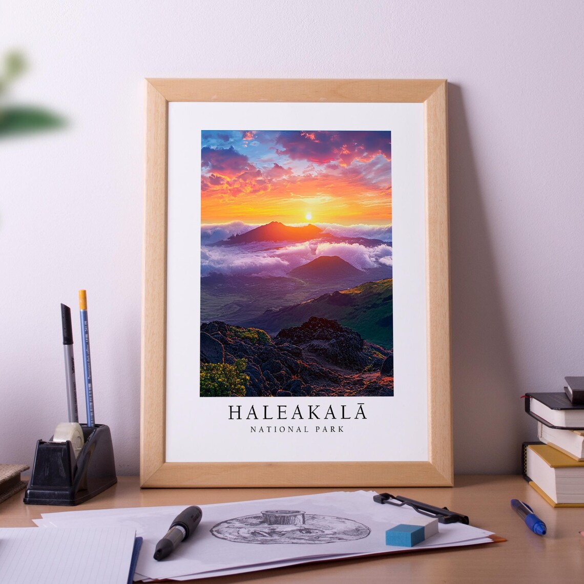 Haleakala National Park Volcano Sunrise Above Clouds Travel Poster