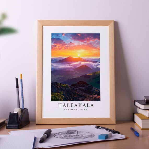 Haleakala National Park Volcano Sunrise Above Clouds Travel Poster