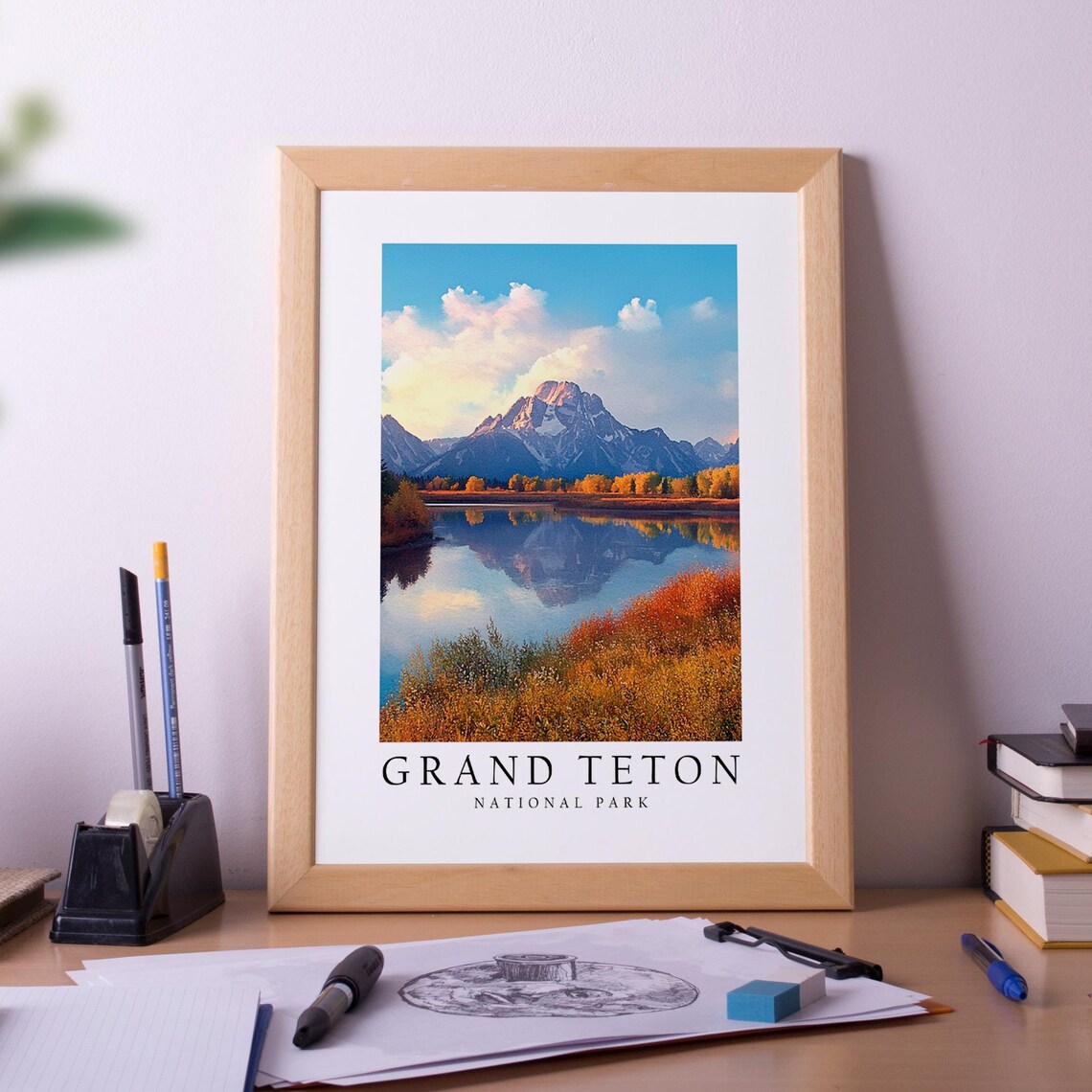 Grand Teton National Park Scenic Mountain Lake Travel Poster