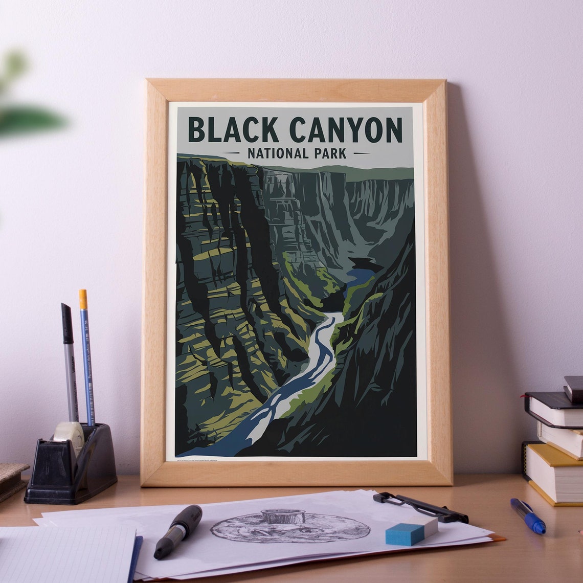 Black Canyon National Park Deep Gorge Winding River Vintage Poster