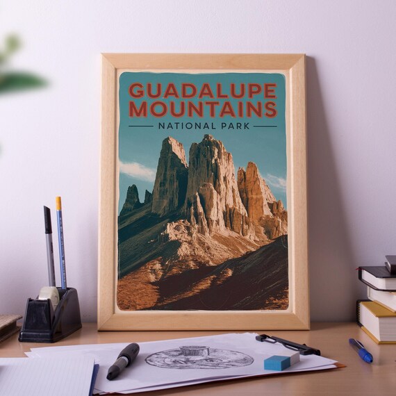 Guadalupe Mountains National Park Vintage Retro Travel Poster